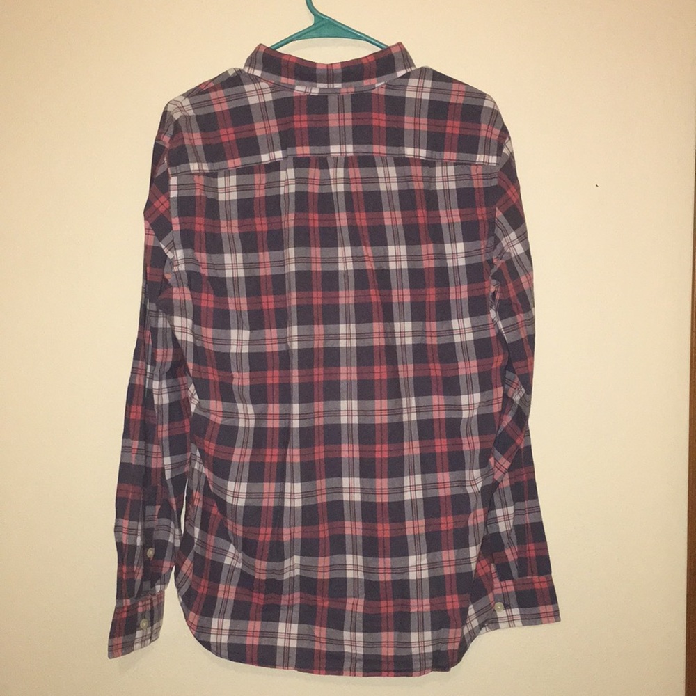 J Crew Men plaid pink gray long sleeve button S-M - Picture 4 of 5